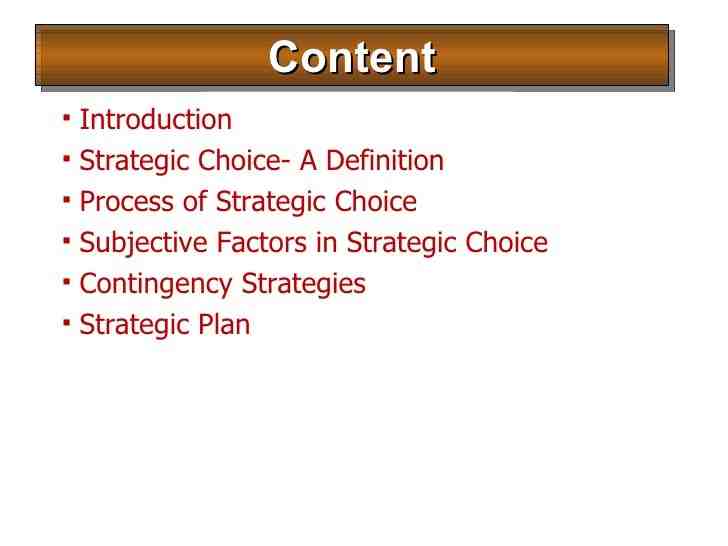 Quels sont les choix stratégiques ?