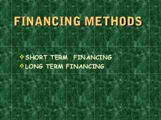 Quels sont les différents types de financement ?